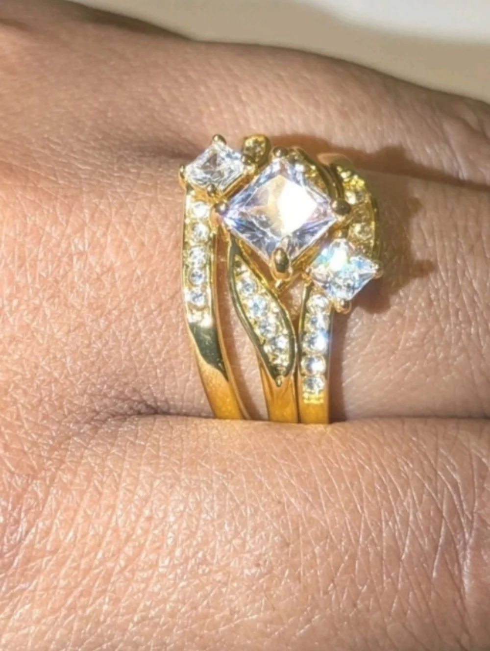 3ct Lab Created Diamond Engagement Bridal Ring Set 14k Yellow Gold Plated 10